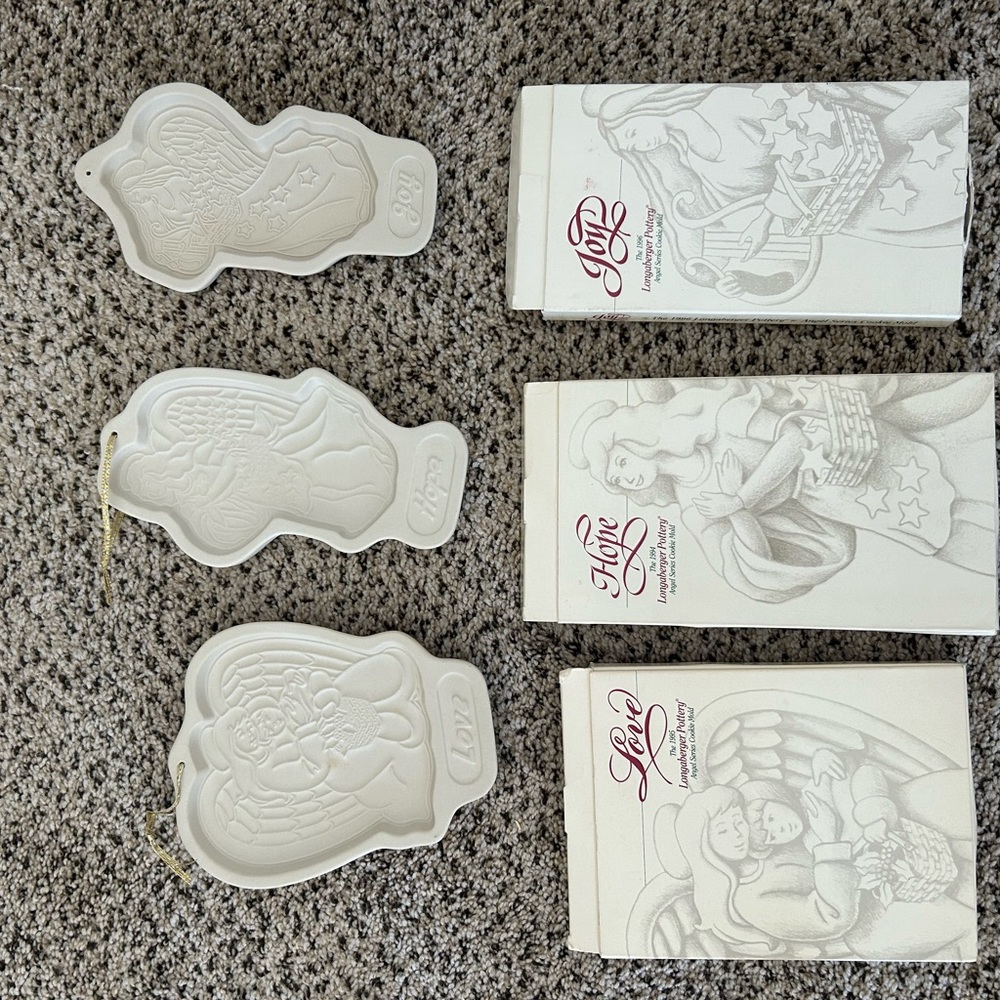 Vintage Longaberger cookie mold Pottery set